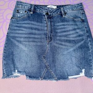 Windsor Blue Asymmetrical Pencil Mini Skirt